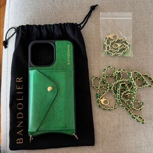 BANDOLIER Green Phone Case with Strap and Wristlet for iPhone 15 ProMax